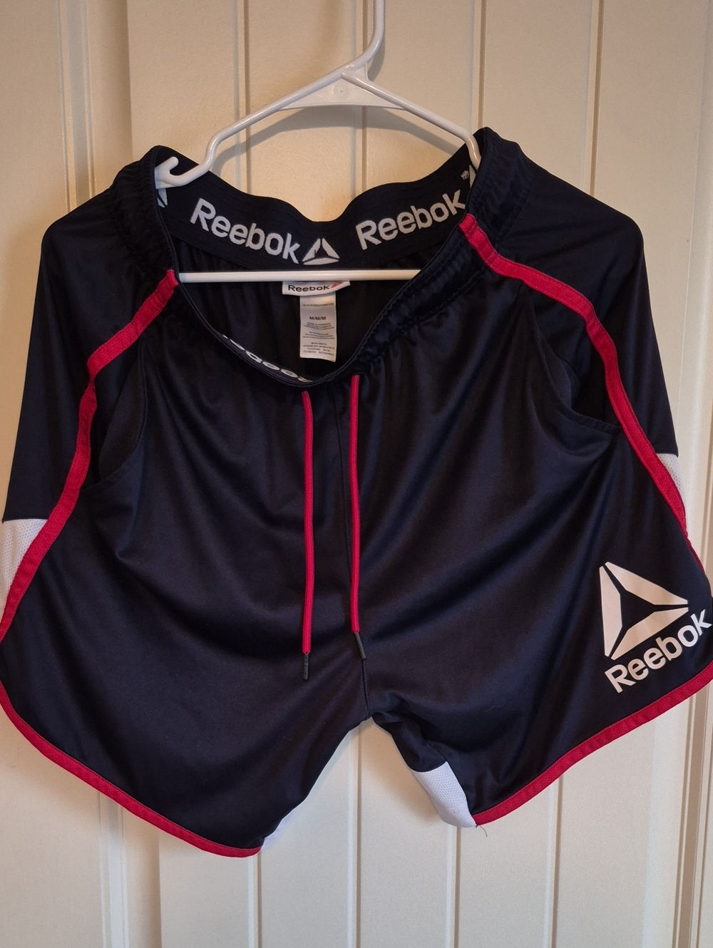 Reebok Navy Athletic Shorts with Pink Accents